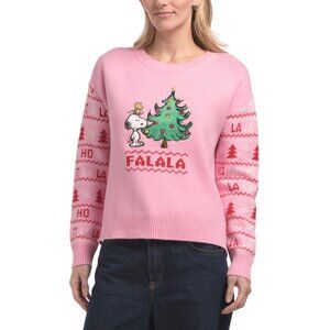 PEANUTS Candy Pink Crew Neck Snoopy Sweater